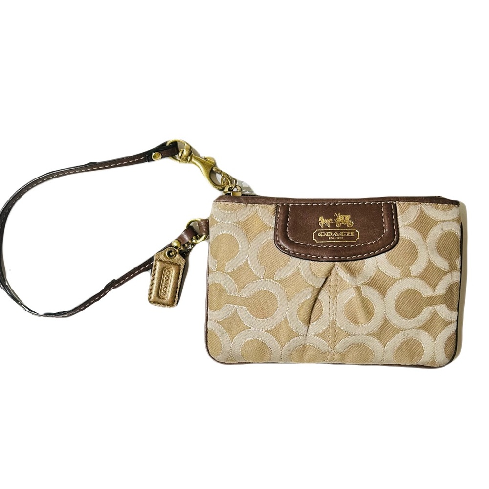 Sold -Coach Tan and Brown Wristlet